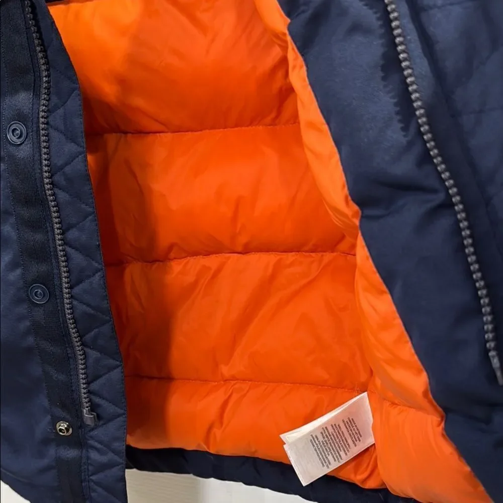 Polo by Ralph Lauren Blue and Orange Puffer Jacket with Faux Fur Hood